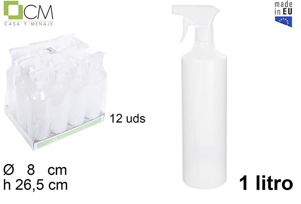 Botella pulverizadora blanca con medidor 1l.