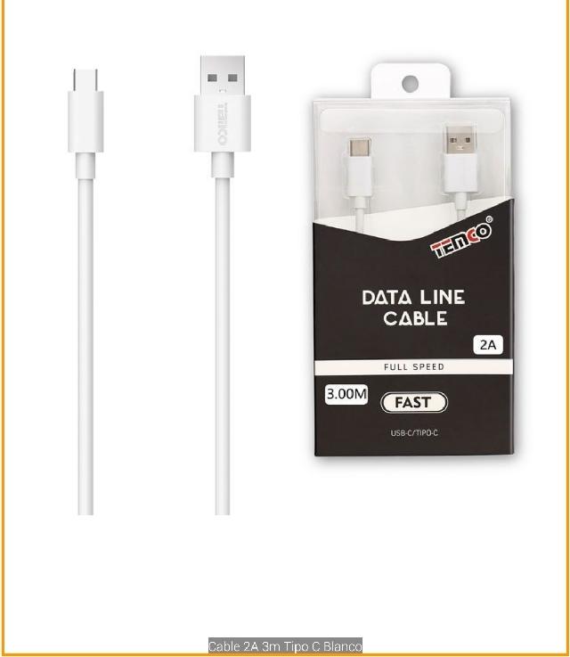 CABLE 2A 3M TIPO C BLANCO