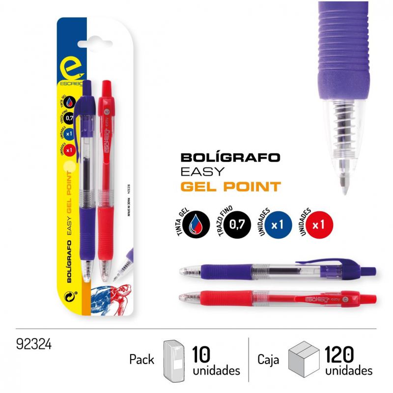 BLISTER 2 BOLIGRAFOS EASY GEL POINT - A/R 0.7MM