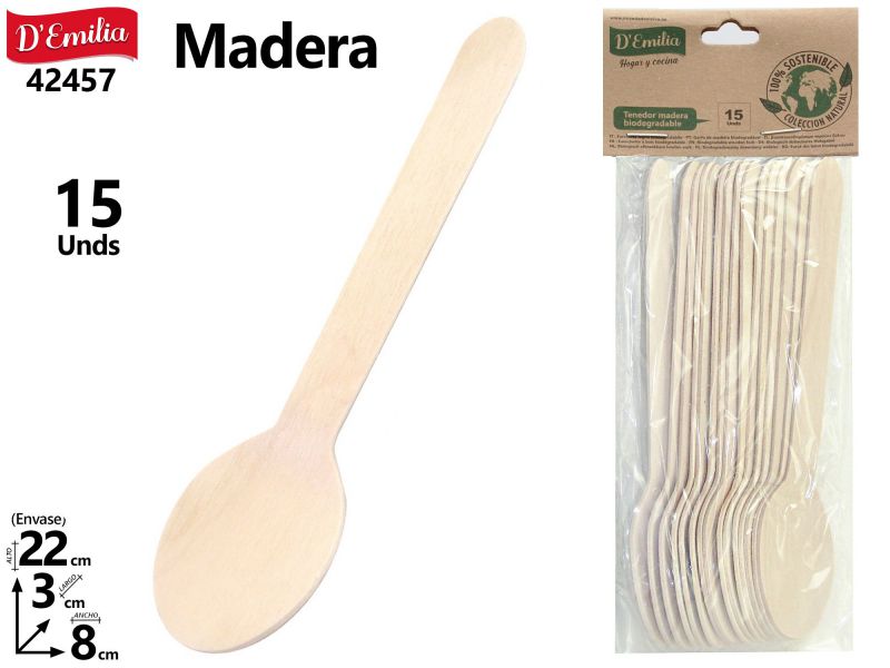 CUCHARA MADERA X 15 100% SOSTENIBLE