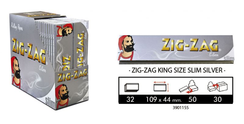 ZIG-ZAG KING SIZE SLIM SILVER