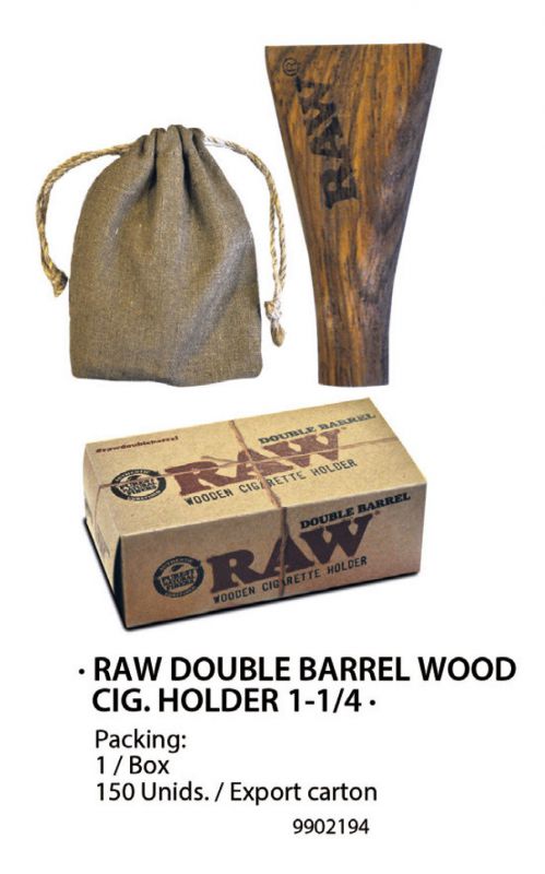 RAW DOUBLE BARREL WOOD CIG HOLDER 1 1/4