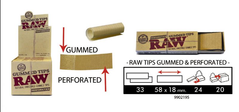 RAW TIPS GUMMED AND PERFORATED (33 HOJAS)