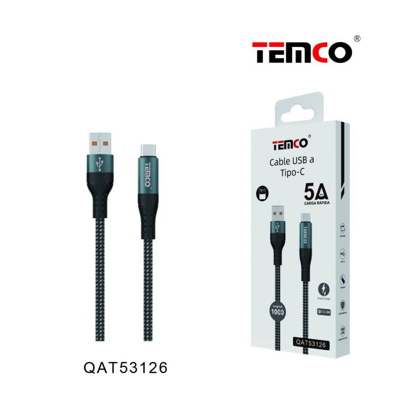 Cable USB A to Tipo C 3A 1M OD5.0