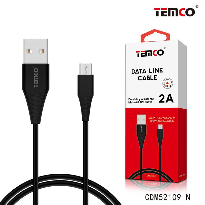 Cable TPE 2A 1m Micro USB 5P Negro