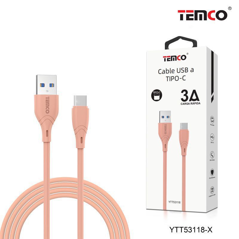 Cable 3A 1m Tipo C Rosa