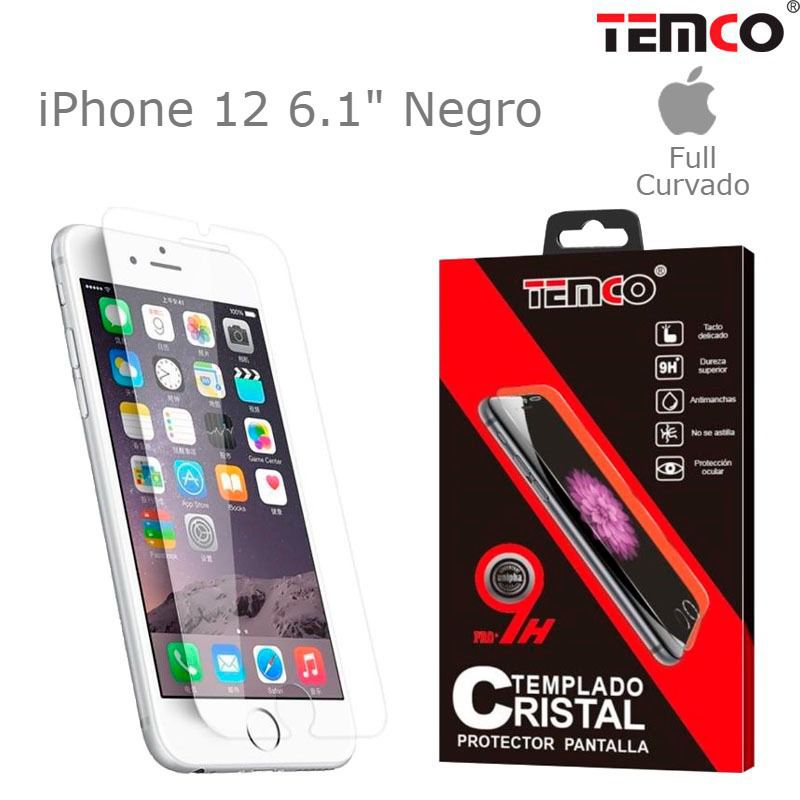 Cristal full 3d iphone 12 6.1" negro