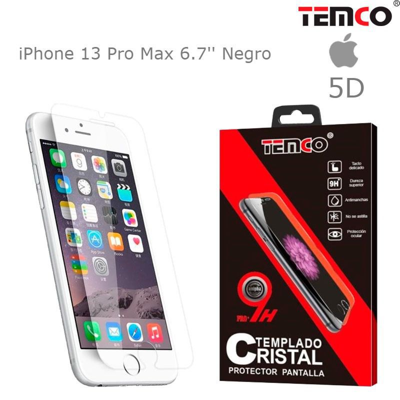 Cristal 5d iphone 13 pro max 6.7'' negro