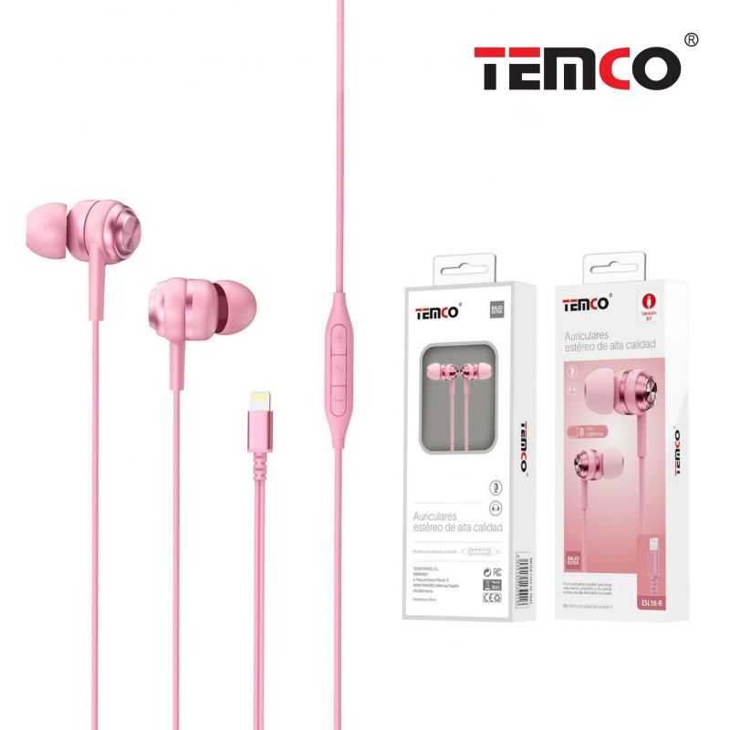 Auriculares con cable Lightning Rosa